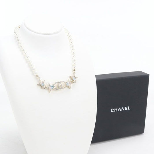 Chanel Pearl CC Logo Necklace Metal