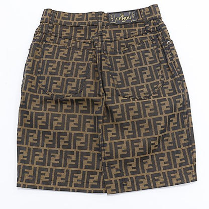 Fendi Zucca Pattern FF Logo Short Skirt Brown — view 2