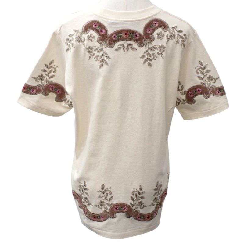 Gucci Flower Embroidery T-Shirt Short Sleeve Cotton Ivory S — view 2
