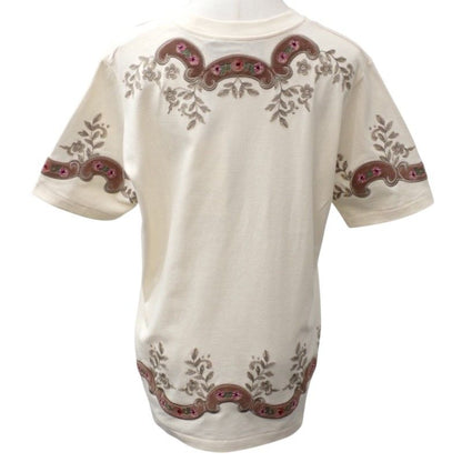 Gucci Flower Embroidery T-Shirt Short Sleeve Cotton Ivory S — view 2