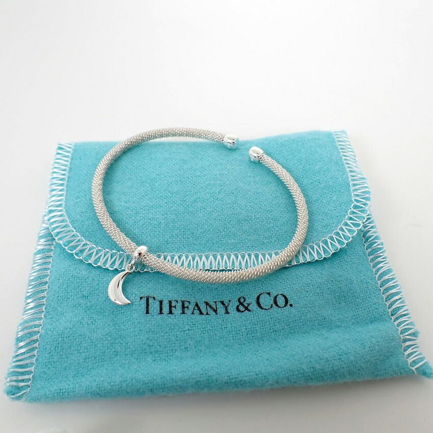 Tiffany & Co 925 Mesh Moon Vintage Half Bangle Bracelet — view 5