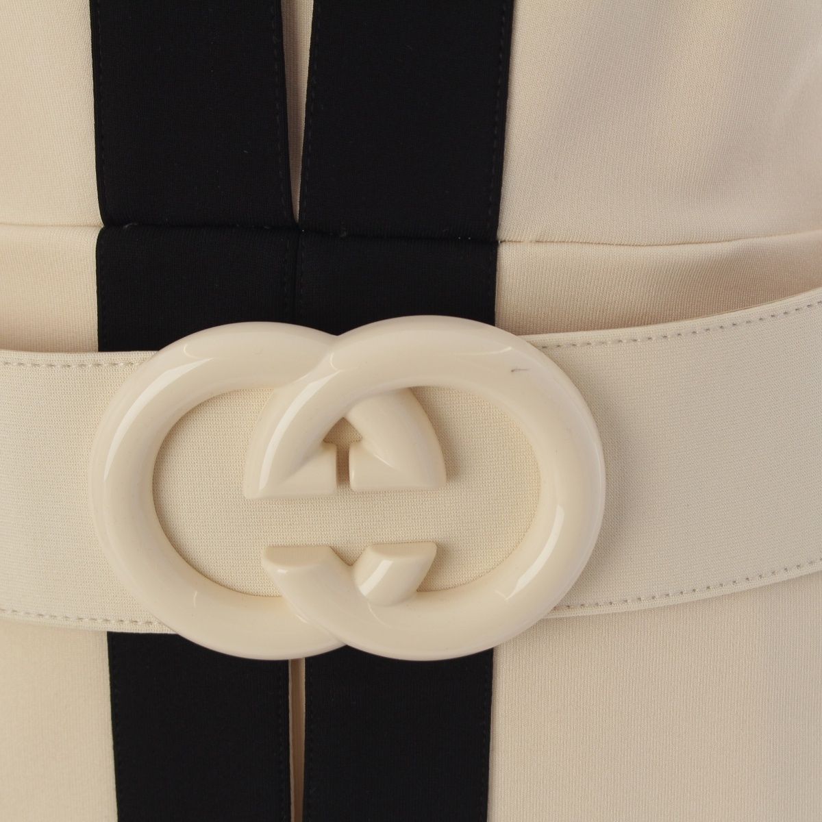 Gucci Jersey GG Belted Sleeveless Dress White Black — view 7