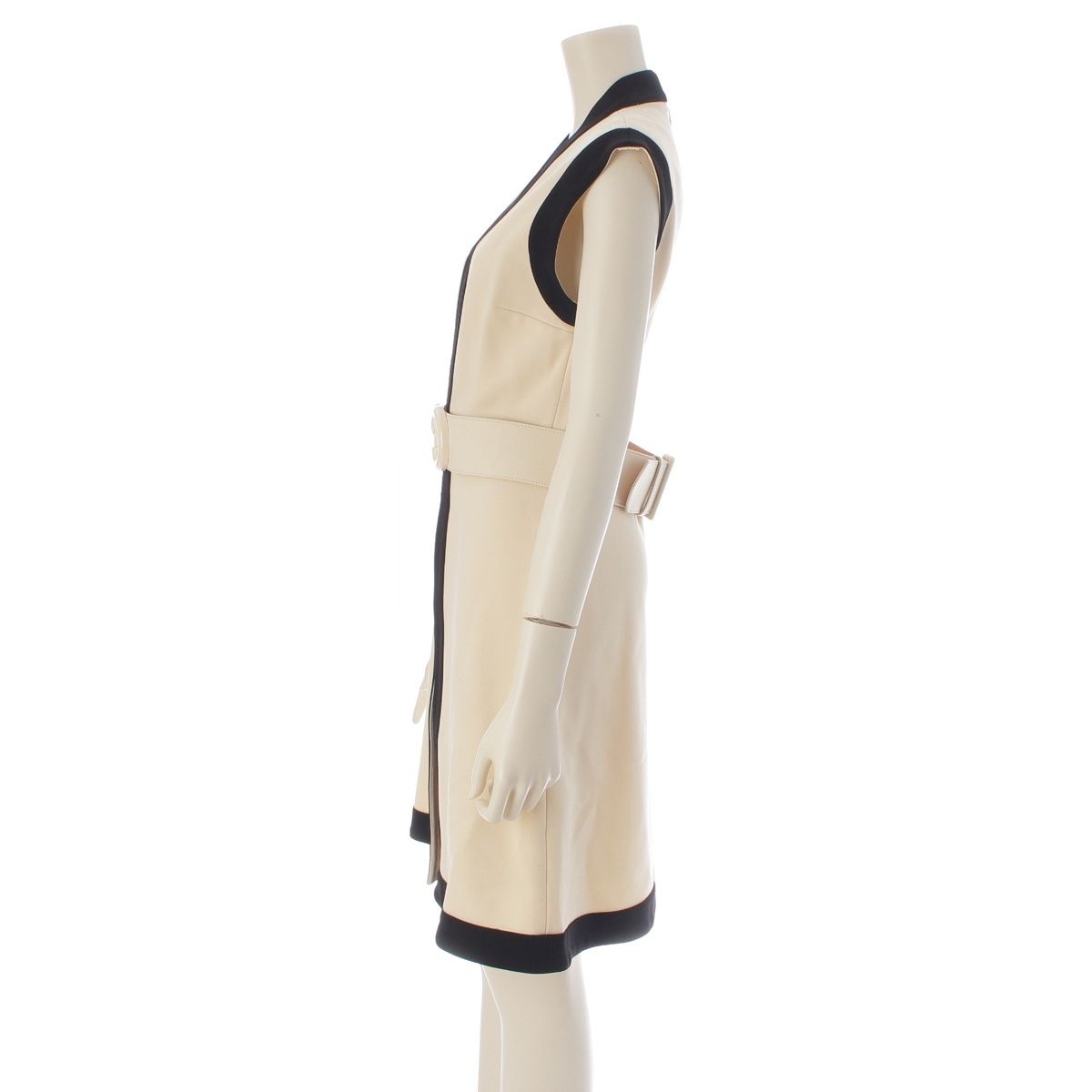Gucci Jersey GG Belted Sleeveless Dress White Black — view 3