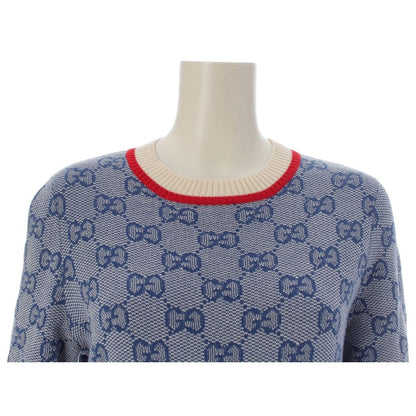 Gucci GG Jacquard Short Sleeve Knit Dress Blue — view 5