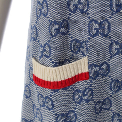 Gucci GG Jacquard Short Sleeve Knit Dress Blue — view 8
