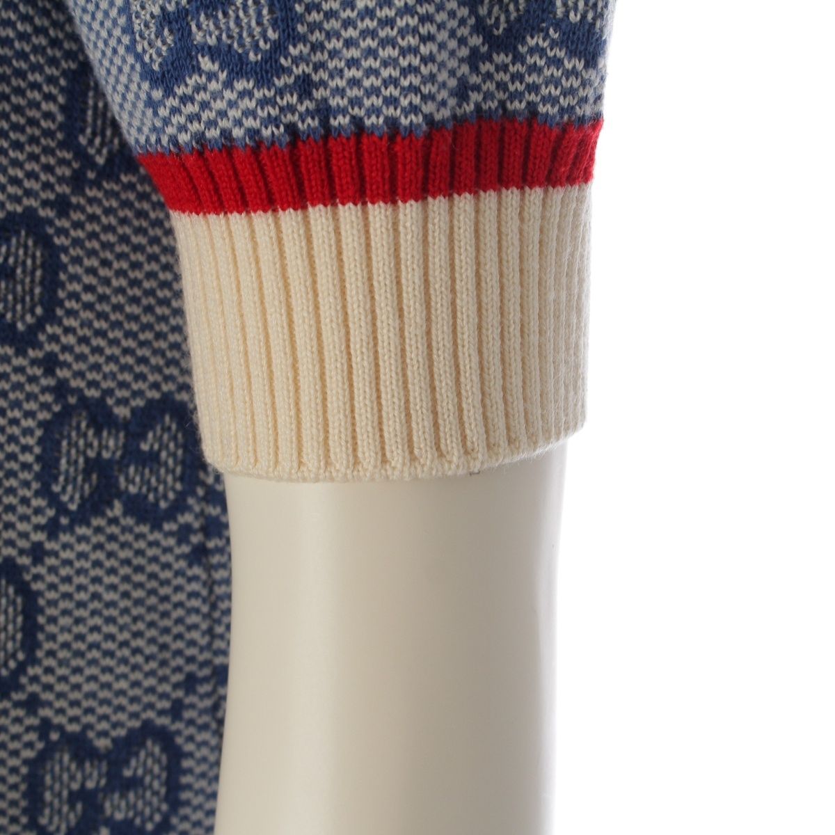 Gucci GG Jacquard Short Sleeve Knit Dress Blue — view 7