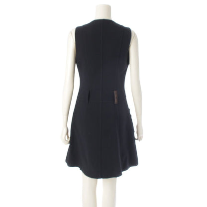 Louis Vuitton Wool Silk Blend LV Logo Patch Sleeveless Dress Black 36 — view 4
