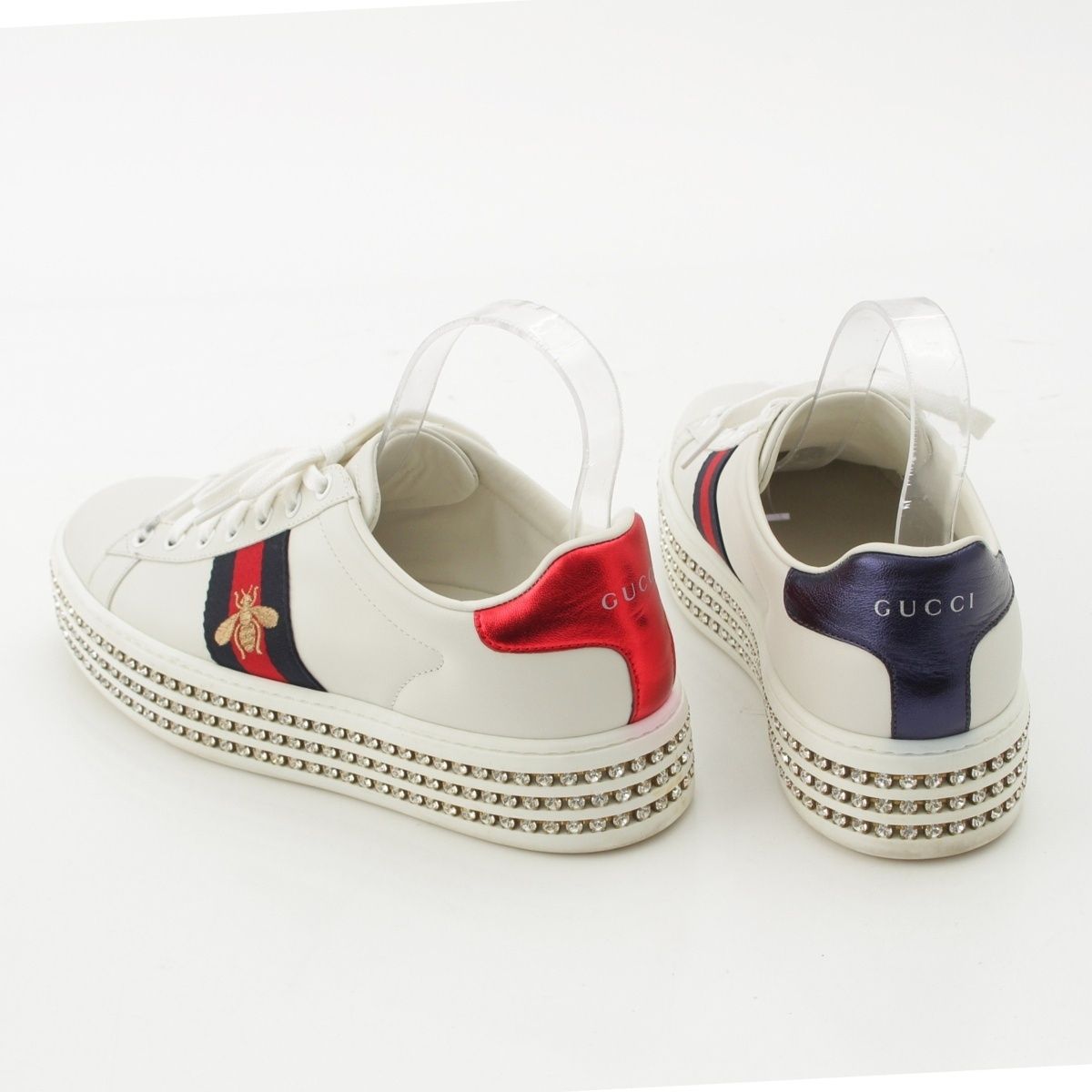 Gucci Bee Sherry Line Bijou Ace Low-Top Sneakers White — view 4