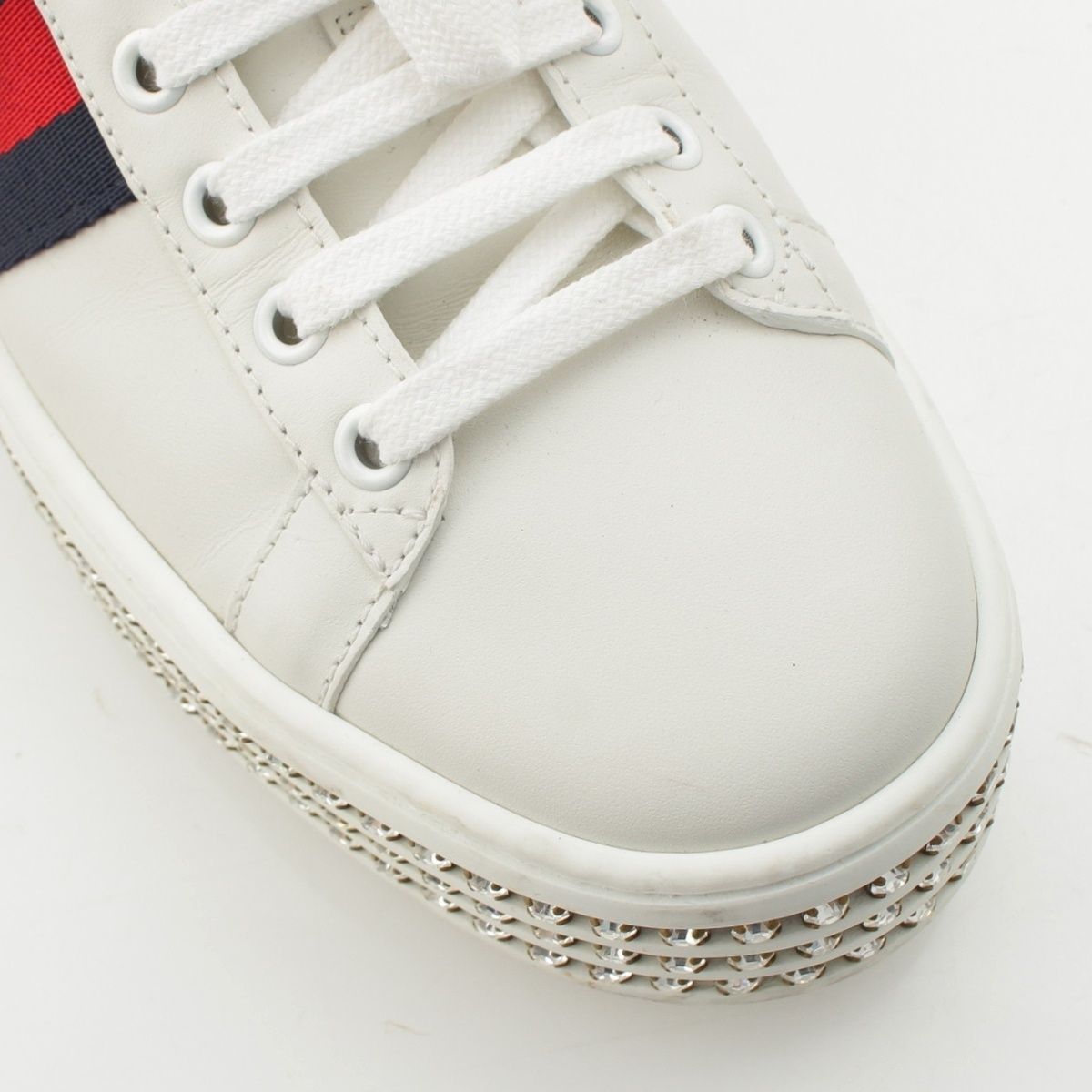 Gucci Bee Sherry Line Bijou Ace Low-Top Sneakers White — view 6