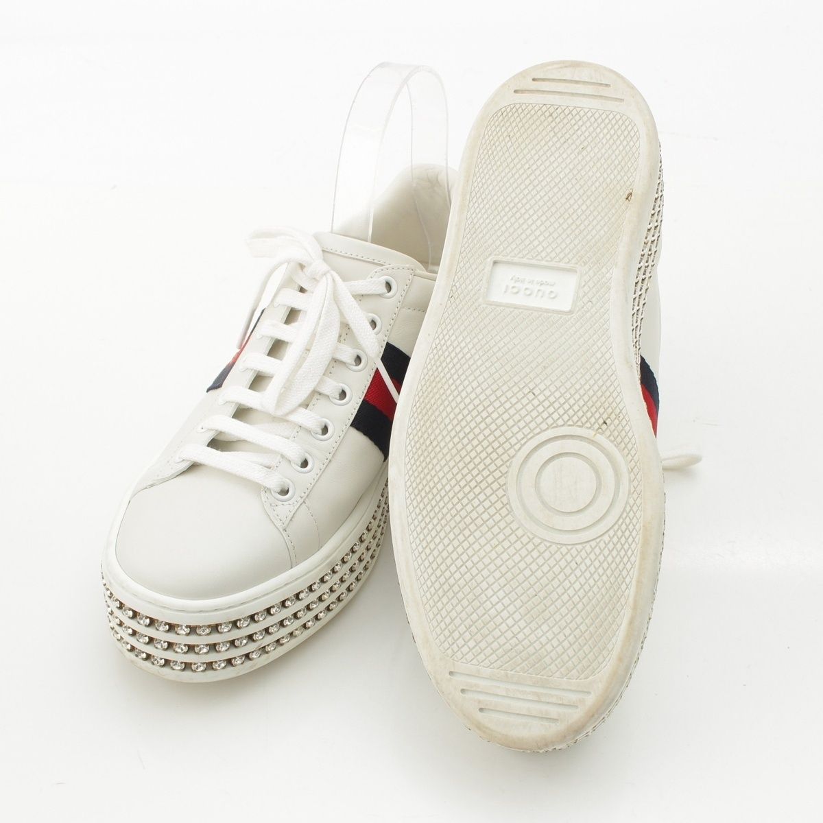 Gucci Bee Sherry Line Bijou Ace Low-Top Sneakers White — view 5