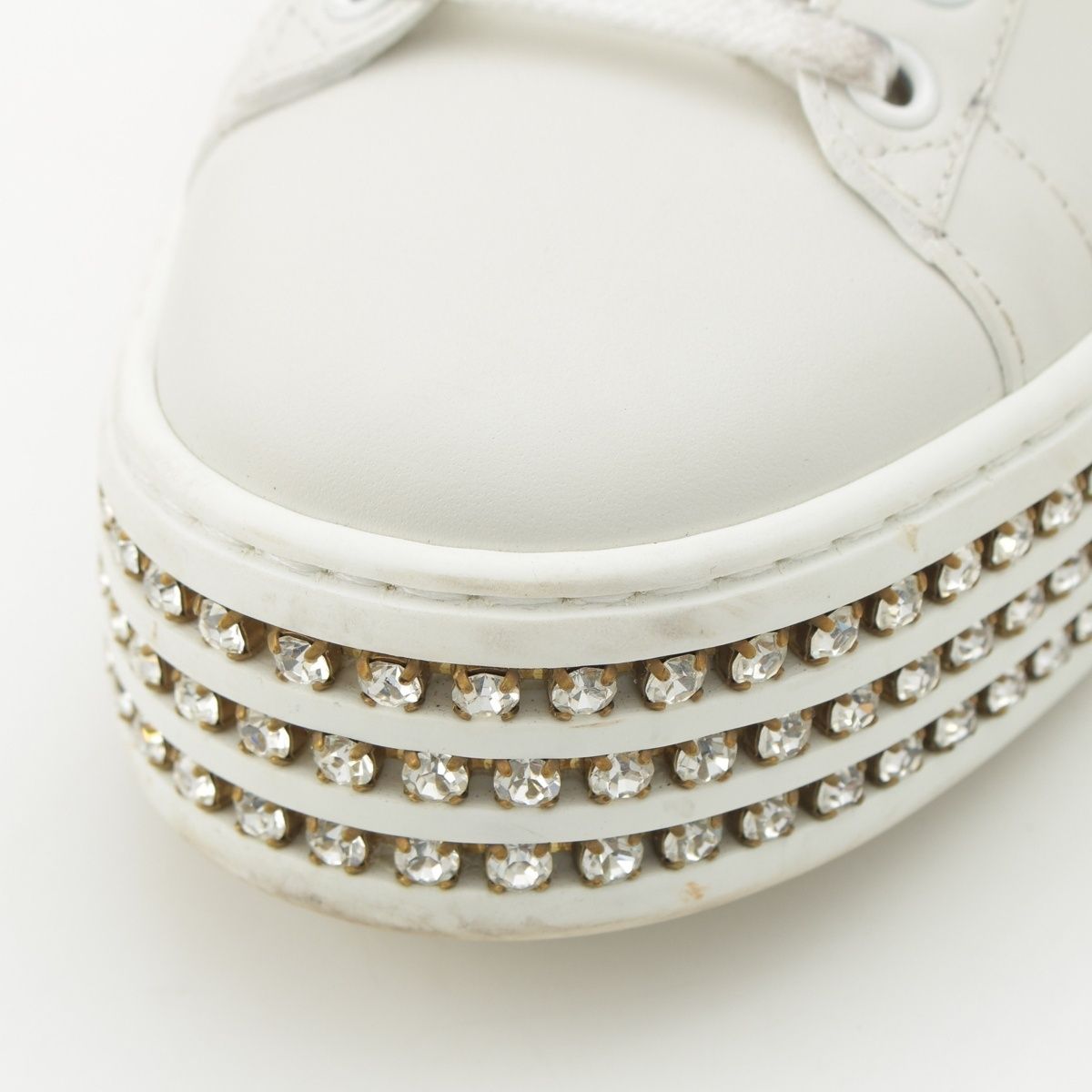 Gucci Bee Sherry Line Bijou Ace Low-Top Sneakers White — view 8