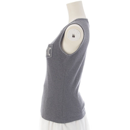 Celine Cotton Triomphe Macadam Studded Tank Top 2 Gray — view 3