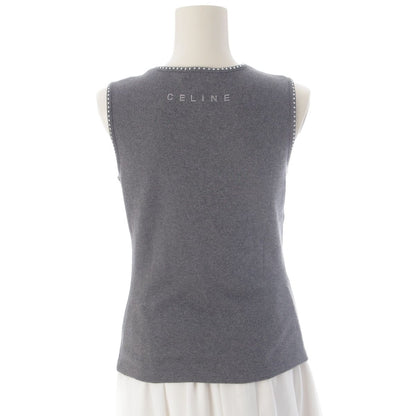 Celine Cotton Triomphe Macadam Studded Tank Top 2 Gray — view 4