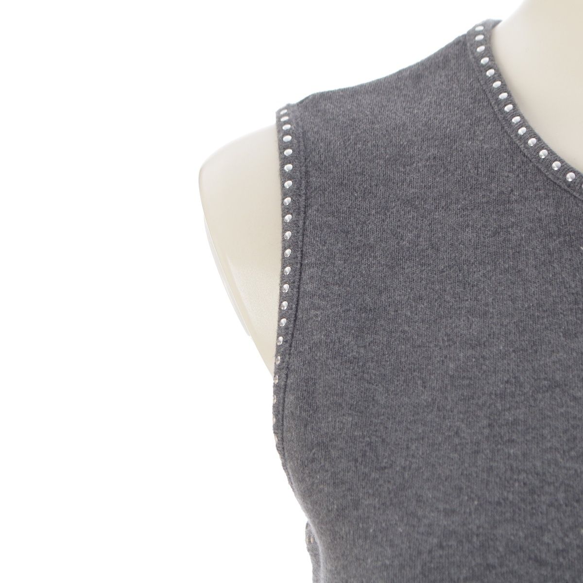 Celine Cotton Triomphe Macadam Studded Tank Top 2 Gray — view 6