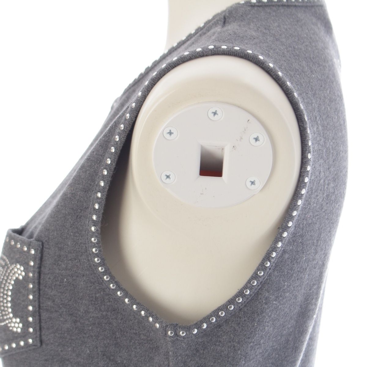 Celine Cotton Triomphe Macadam Studded Tank Top 2 Gray — view 7