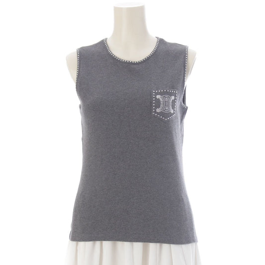 Celine Cotton Triomphe Macadam Studded Tank Top 2 Gray