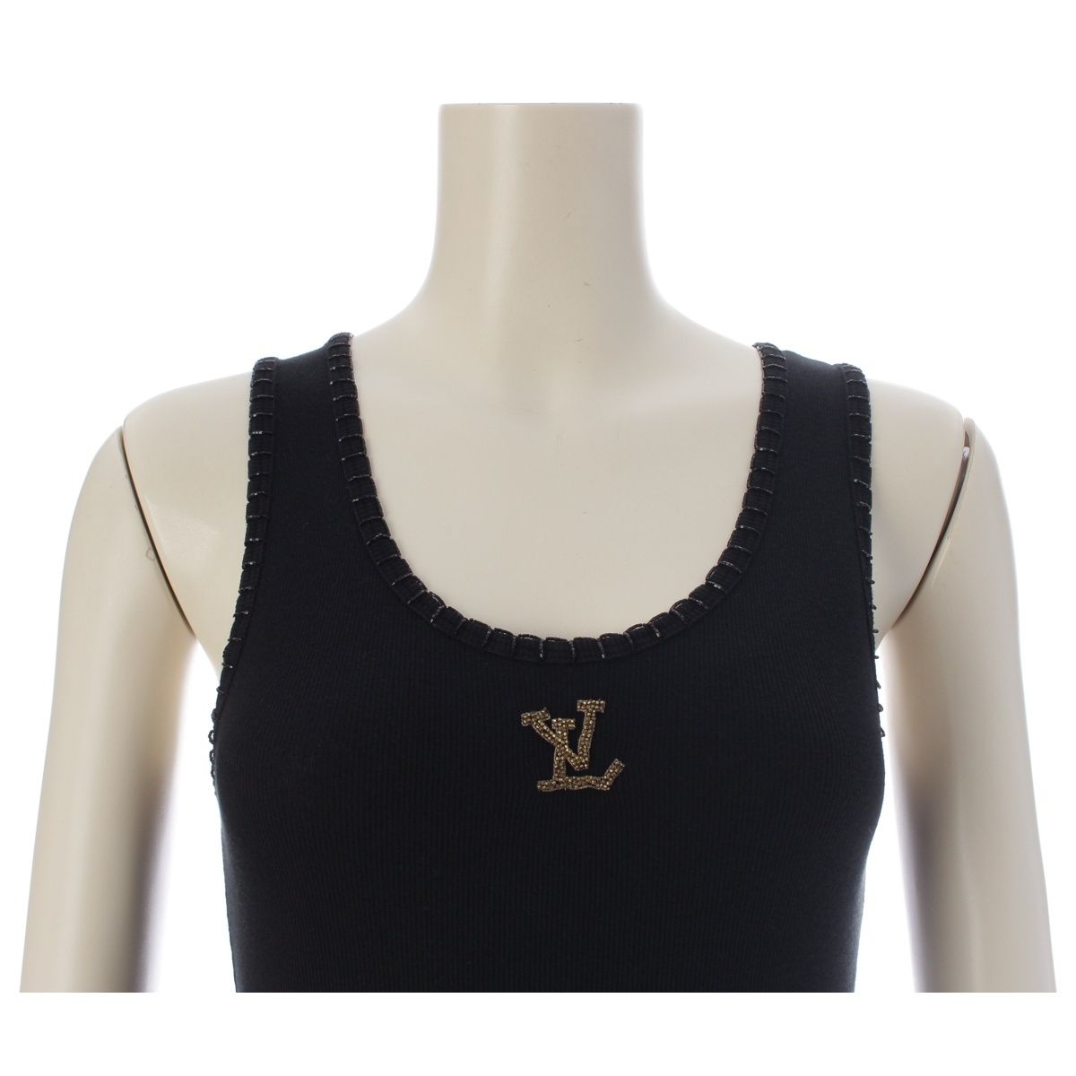 Louis Vuitton Cotton LV Beaded Tank Top Black — view 5
