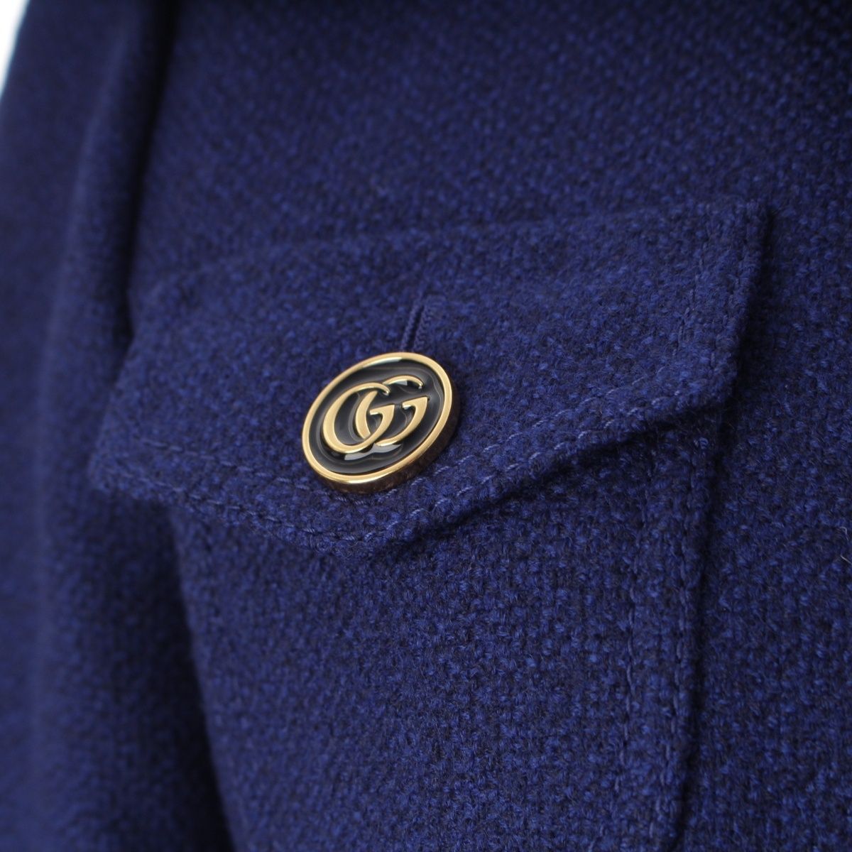 Gucci Wool GG Button Short Sleeve Tailored Jacket Navy 42 — view 7