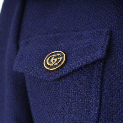 Gucci Wool GG Button Short Sleeve Tailored Jacket Navy 42 — view 7