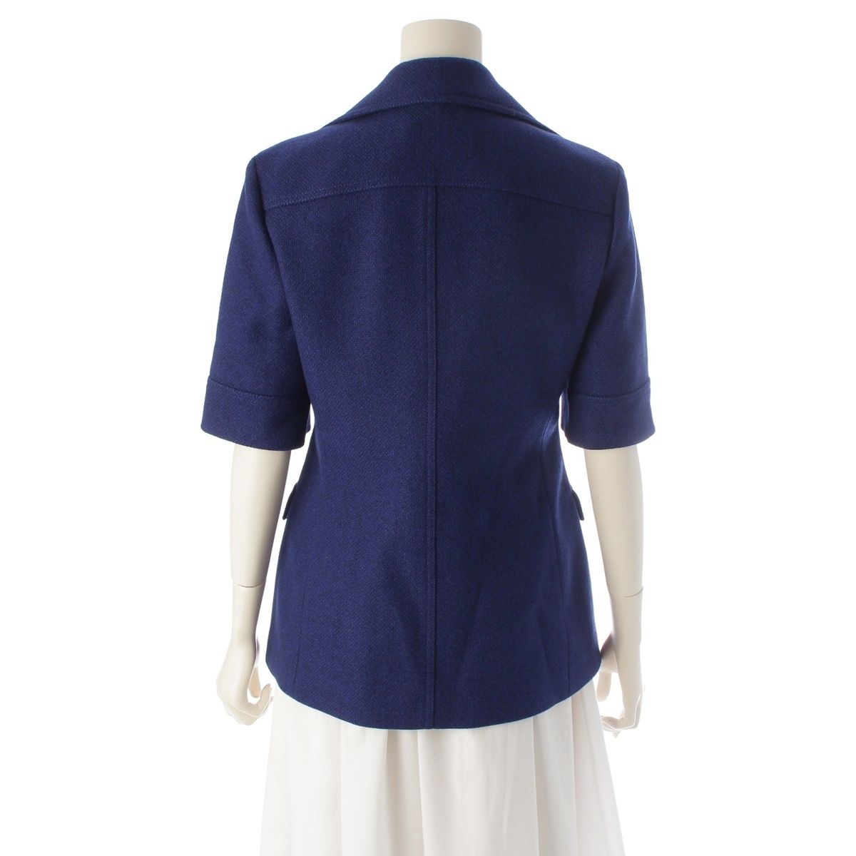 Gucci Wool GG Button Short Sleeve Tailored Jacket Navy 42 — view 4
