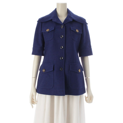 Gucci Wool GG Button Short Sleeve Tailored Jacket Navy 42