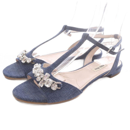 Miu Miu Bijou Strap Denim Sandals Blue