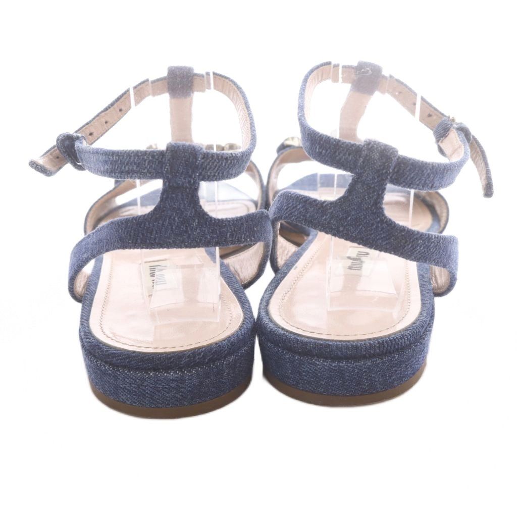Miu Miu Bijou Strap Denim Sandals Blue — view 3