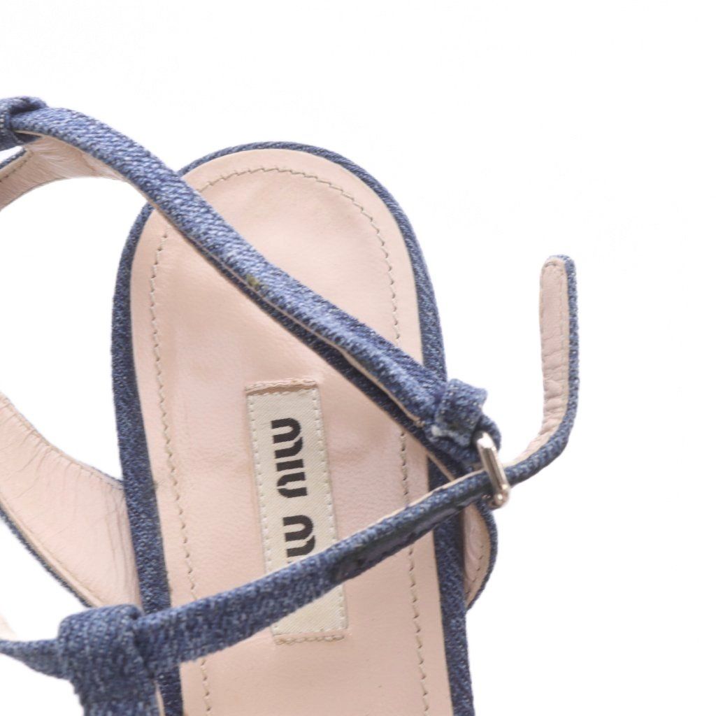 Miu Miu Bijou Strap Denim Sandals Blue — view 7