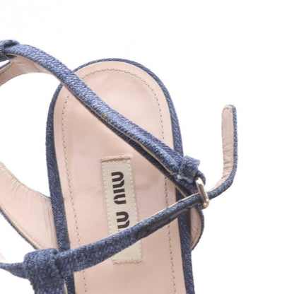 Miu Miu Bijou Strap Denim Sandals Blue — view 7