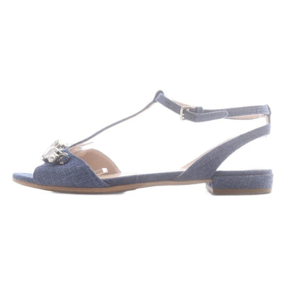 Miu Miu Bijou Strap Denim Sandals Blue — view 4