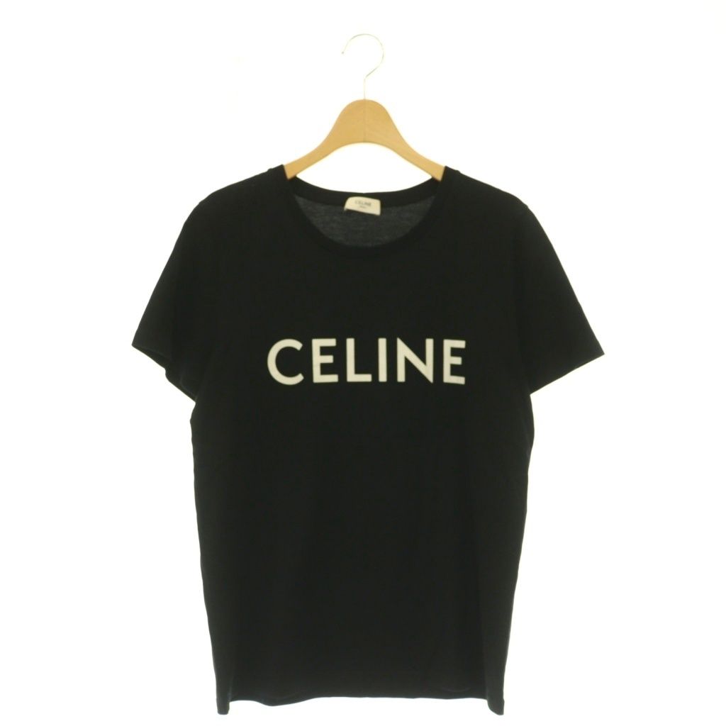 Celine Logo Print T-Shirt Short Sleeve Black White M