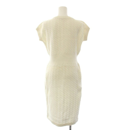 Celine Knit Dress Knee-Length Short Sleeve Cotton White 40 — view 3