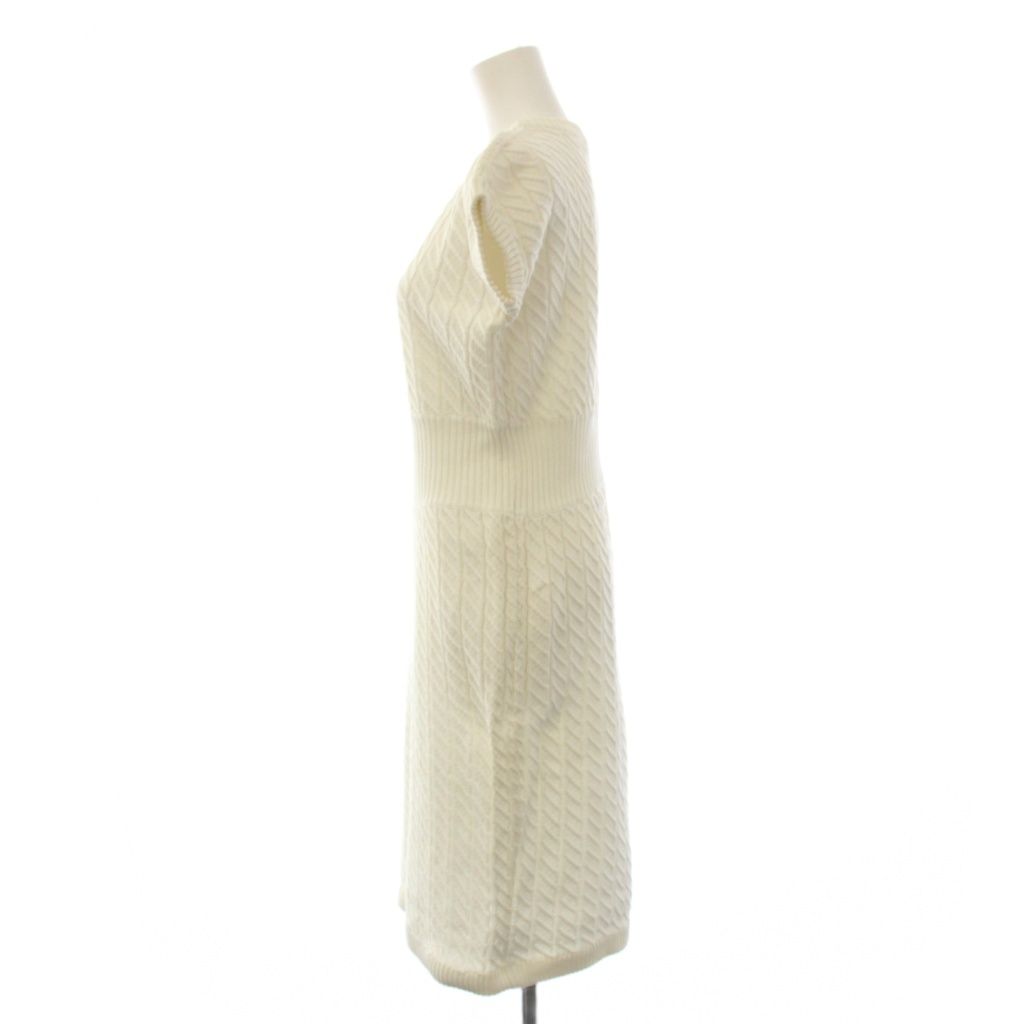 Celine Knit Dress Knee-Length Short Sleeve Cotton White 40 — view 2