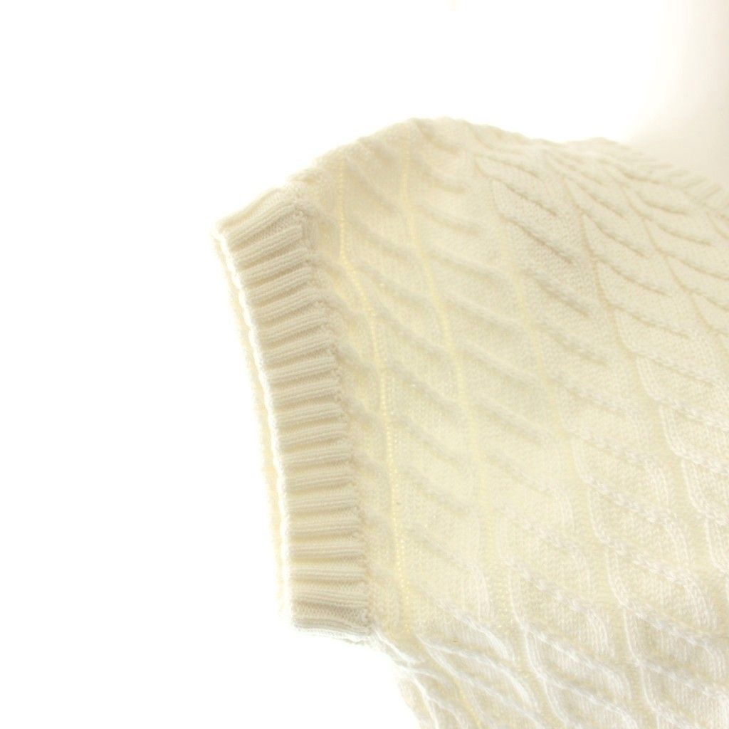 Celine Knit Dress Knee-Length Short Sleeve Cotton White 40 — view 5
