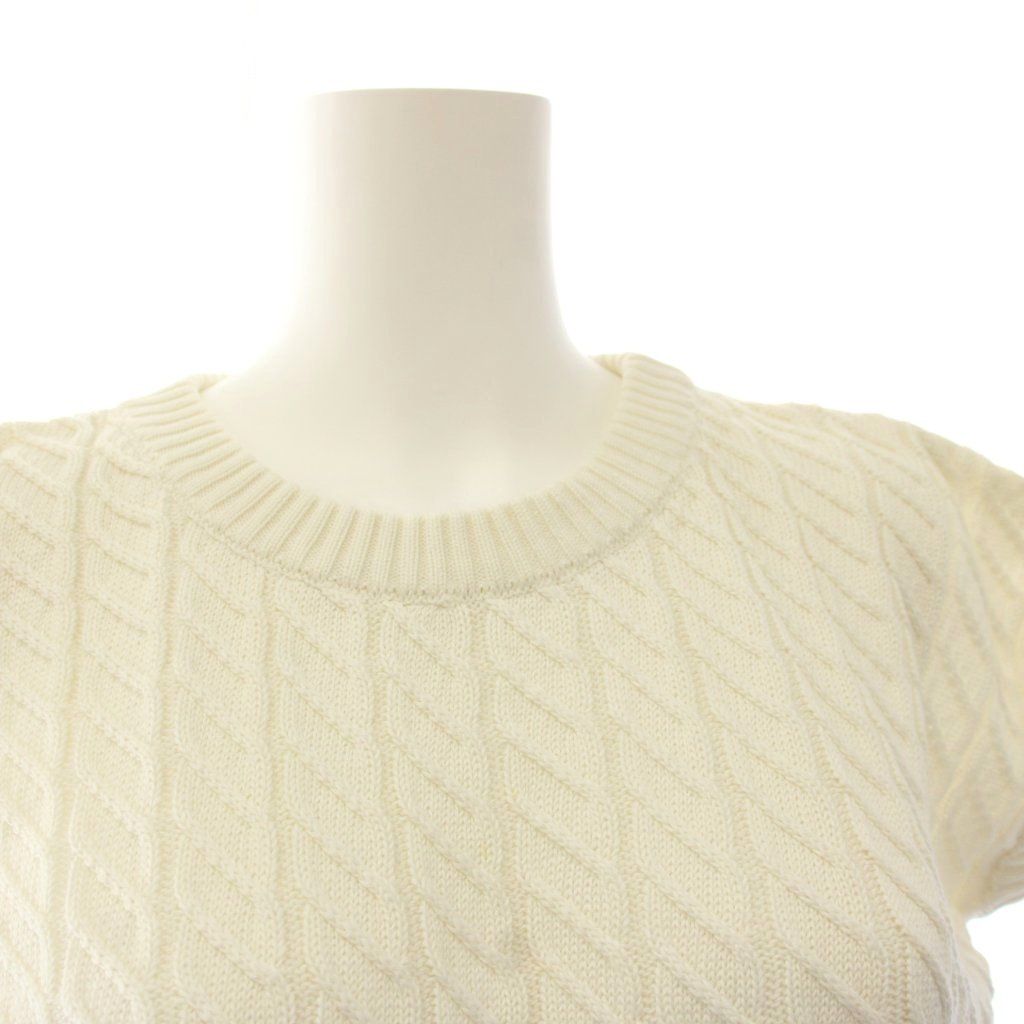 Celine Knit Dress Knee-Length Short Sleeve Cotton White 40 — view 4