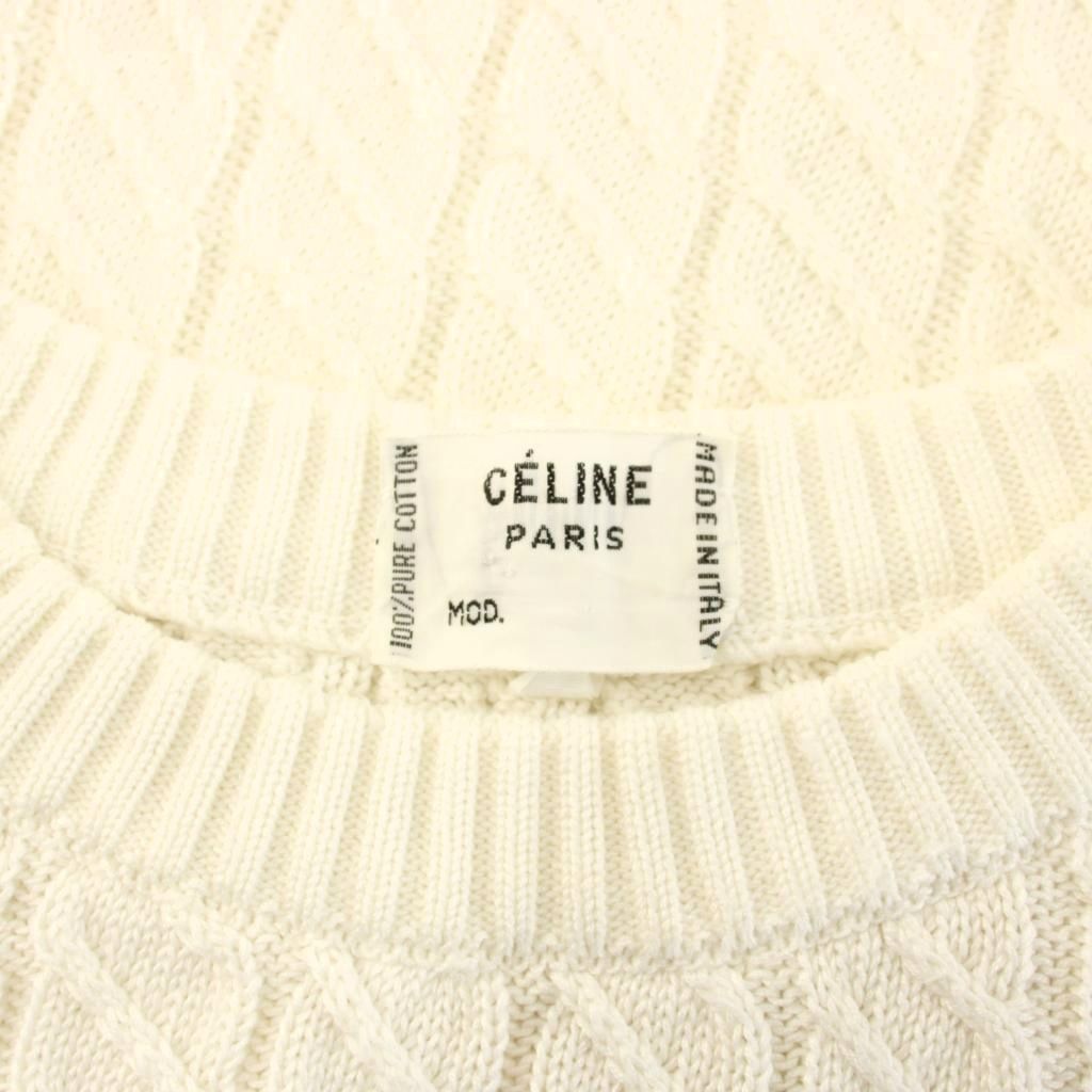 Celine Knit Dress Knee-Length Short Sleeve Cotton White 40 — view 6