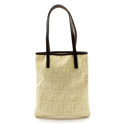 Fendi Zucca Handbag Canvas Leather Beige — view 4