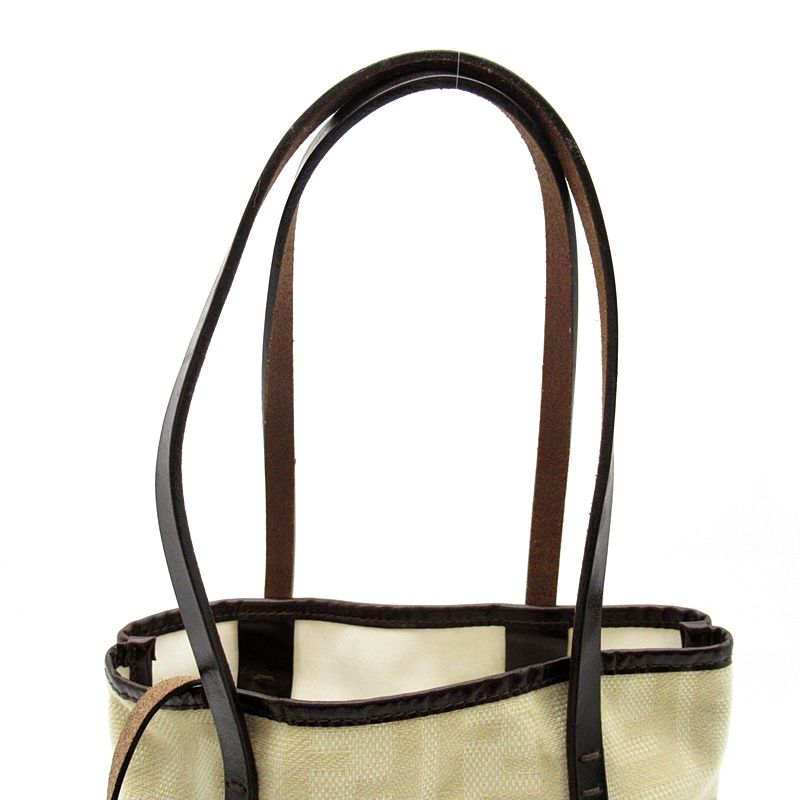 Fendi Zucca Handbag Canvas Leather Beige — view 2