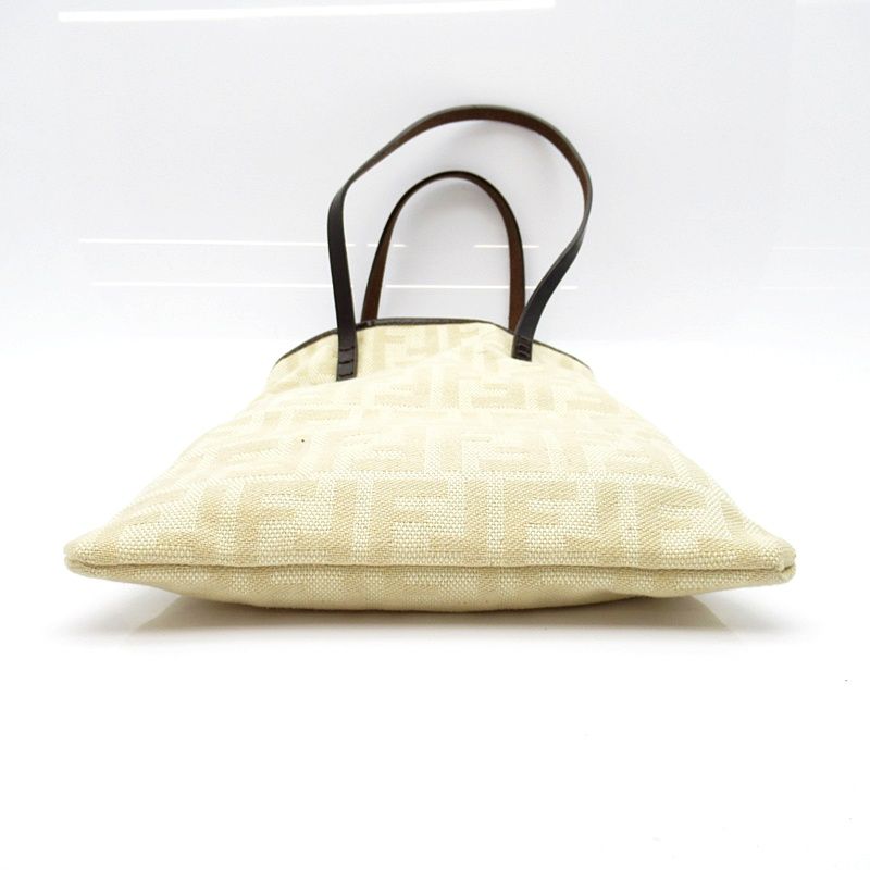 Fendi Zucca Handbag Canvas Leather Beige — view 6