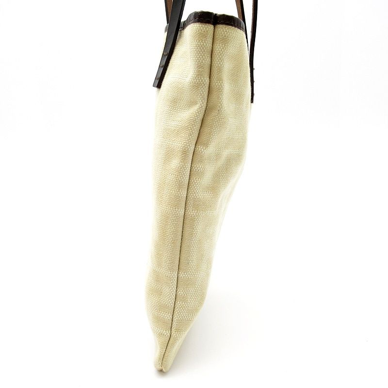 Fendi Zucca Handbag Canvas Leather Beige — view 3