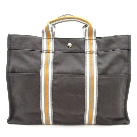 Hermes Ginza Limited Fourre Tout MM Canvas Tote Bag Gray
