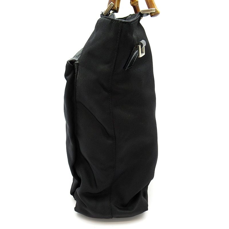 Gucci Bamboo 2-Way Handbag Nylon Leather Black — view 3
