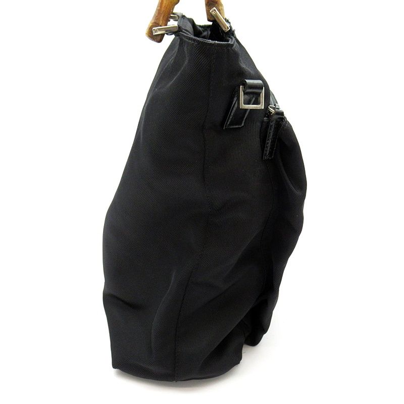 Gucci Bamboo 2-Way Handbag Nylon Leather Black — view 5