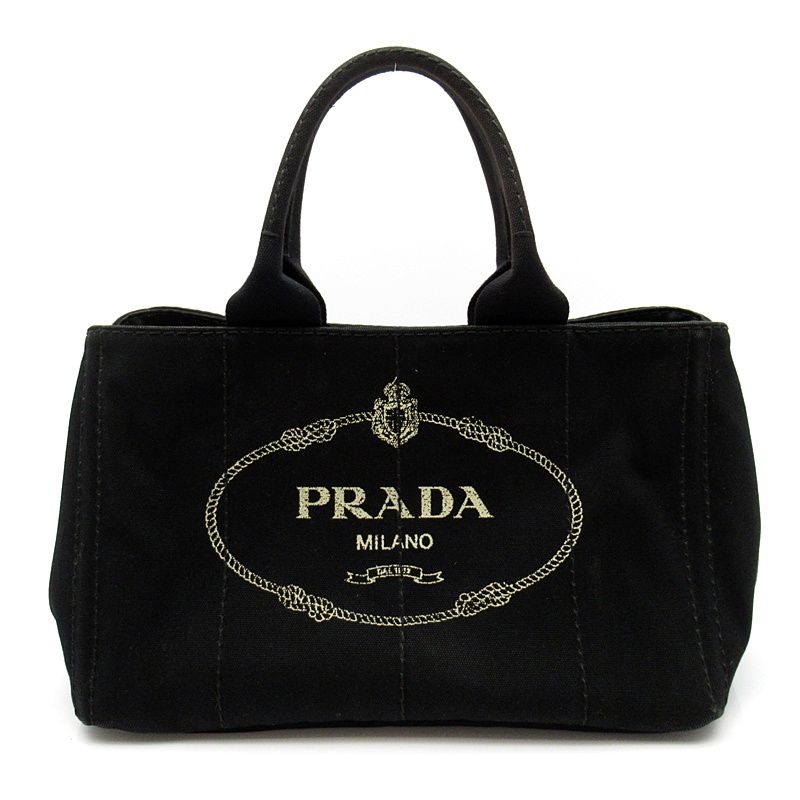 Prada Canapa Tote Bag PM Canvas Black