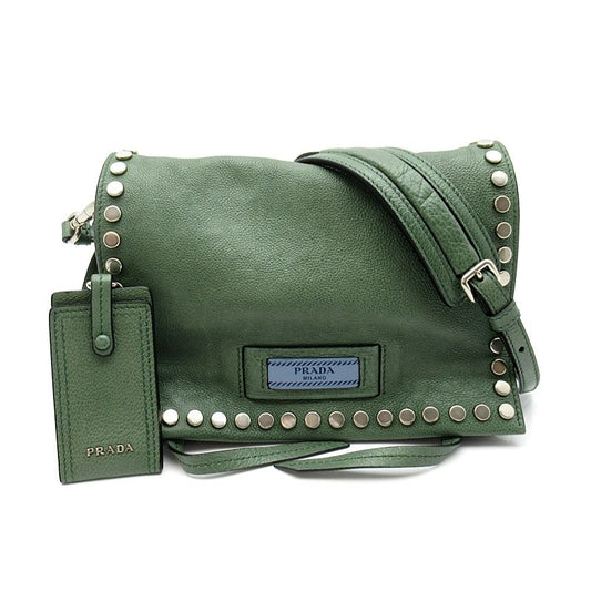Prada Etiquette 2-Way Shoulder Bag Leather Green