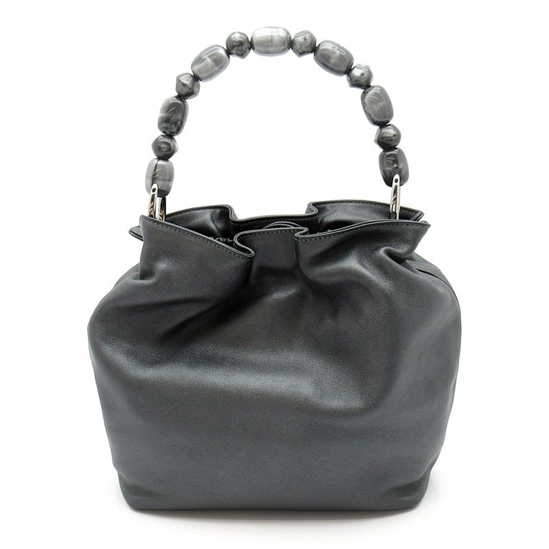 Dior Malice Pearl Handbag Leather Gray — view 4