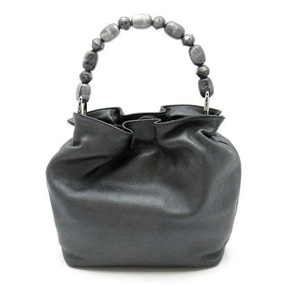 Dior Malice Pearl Handbag Leather Gray — view 4