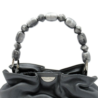 Dior Malice Pearl Handbag Leather Gray — view 2