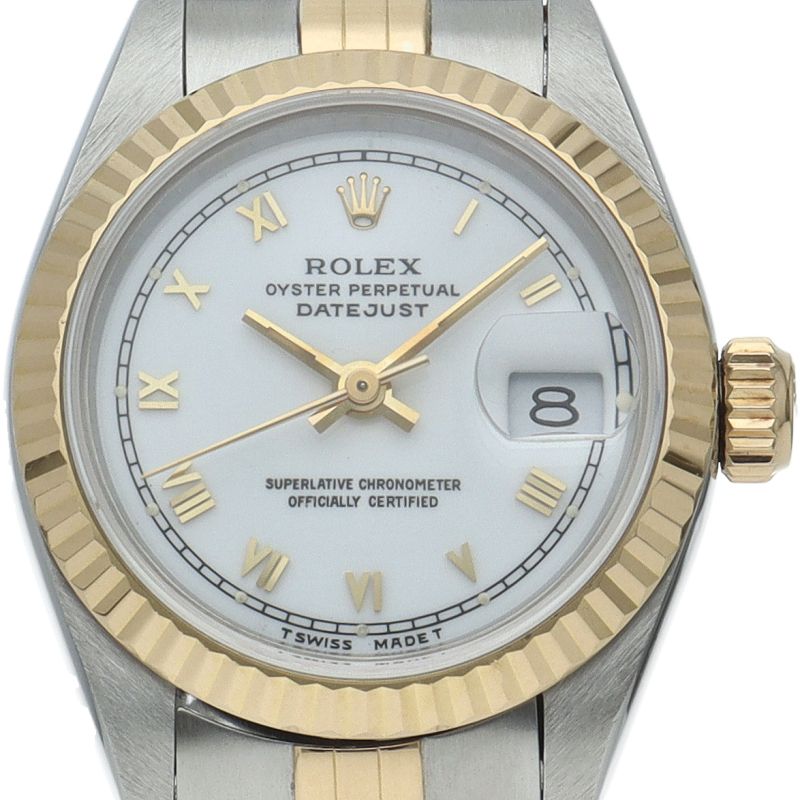 Rolex Datejust Watch 18k Yellow Gold SS White