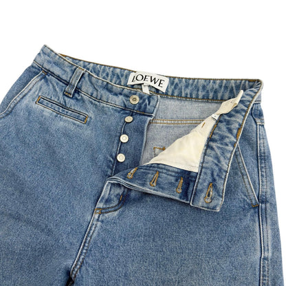 Loewe Review Button Fly Leather Patch Fisherman Denim Pants Indigo 46 — view 3